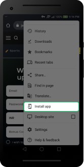 Pwa instruction Android Chrome